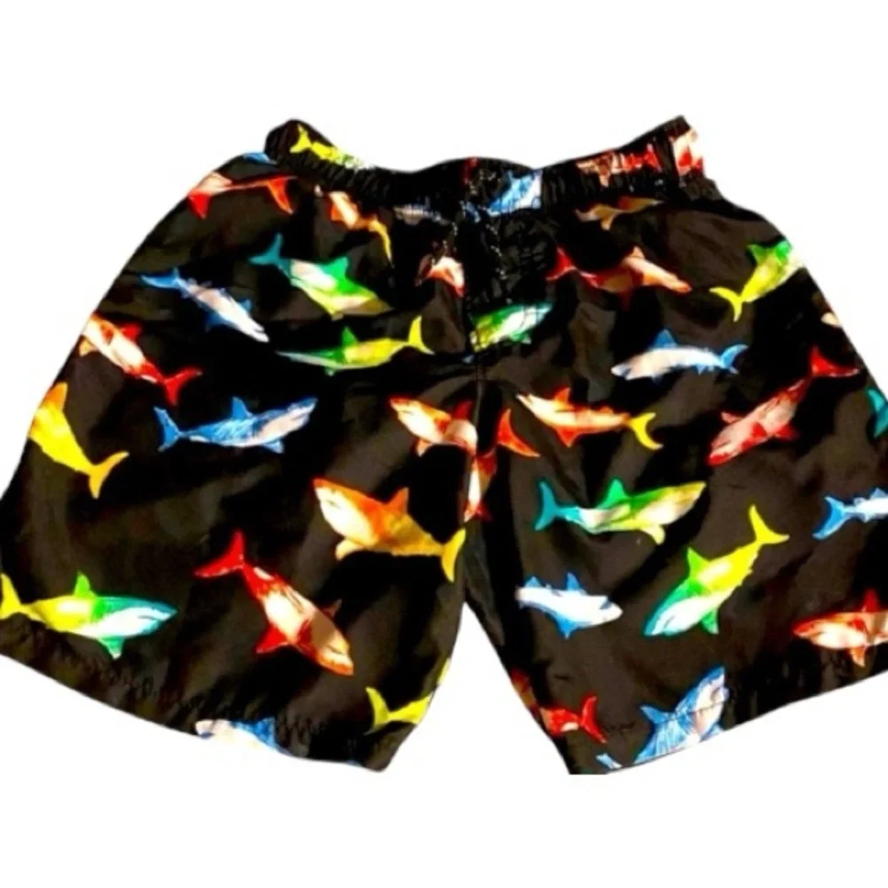 Wonder Nation Board Shorts, Boys, Sz S, 6, 7, Sharks, Multicolor, Like new‌